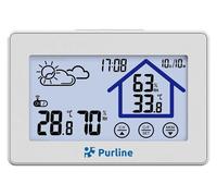 PURLINE | Estación Meteorológica Digital con Pantalla Táctil LCD a Color y Sensor Exterior Inalámbrico - Estación Meteorológica con Termómetro Higrómetro Interior con Pronóstico del Tiempo