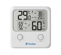 PURLINE | Estación Meteorológica Digital para Interior - Estación con Pantalla LCD para Medir Temperatura y Humedad, medidor Compacto de Clima Interior para Hogar, Oficina o Dormitorio