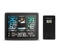 Estación Meteorológica multifunción reloj despertador pantalla a Color termómetro de amanecer y atardecer higrómetro con Sensor inalámbrico for exteriores(With 1 Black Sensor)
