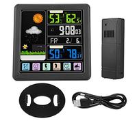 Estación meteorológica, pantalla táctil LCD Estación meteorológica digital Radio Pronóstico meteorológico inalámbrico multifuncional con reloj despertador, medidor de temperatura y humedad
