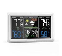 Estación meteorológica Relojes de estación meteorológica, calendarios LED digitales inalámbricos, reloj de mesa con pronóstico de monitor de temperatura y humedad(Bianco)