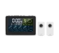 Estación meteorológica WiFi Tuya con pantalla a color, control por aplicación, termómetro higrómetro para interiores y exteriores, pronóstico del tiempo para 5 días, 3 alarmas, reloj y 2 sensores.