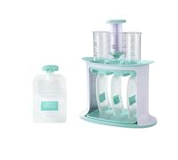 Estación para apretar, máquina de alimentos y relleno de bolsas, llena 3 bolsas reutilizables a la vez, fácil de usar, apto para lavavajillas, esencial para preparación de alimentos caseros