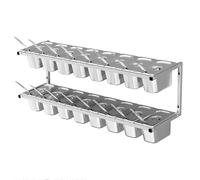 Estación para ingredientes de pizza, Contenedor de condimentos acero inoxidable doble capa for montaje en pared con tapa y cuchara, rejilla múltiple(16 Grid)