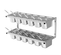 Estación para ingredientes de pizza, Contenedor de condimentos acero inoxidable doble capa for montaje en pared con tapa y cuchara, rejilla múltiple(12 Grid)