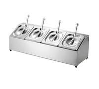 Estación para ingredientes de pizza, Especiero de acero inoxidable con tapas for condimentos y aderezos for pizza, plateado, varios tamaños(67.3x22.5x20cm)