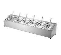 Estación para ingredientes de pizza, Especiero de acero inoxidable con tapas for condimentos y aderezos for pizza, plateado, varios tamaños(120.5x22.5x20cm)