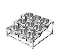 Estación para ingredientes de pizza, Especiero de acero inoxidable plateado, varios tamaños(Silver-a,57x55.5x26cm)