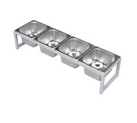 Estación para ingredientes de pizza, Estación de ingredientes for pizza acero inoxidable con recipientes extraíbles, color plata, varios tamaños(Silver-a,65.5x18.5x13.5cm)