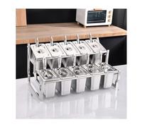 Estación para ingredientes de pizza, Estación de ingredientes for pizza acero inoxidable, dispensador condimentos, estante plateado, varios tamaños(-60X35X30CM)