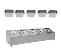 Estación para ingredientes de pizza, Estación de preparación ingredientes for pizza acero inoxidable. Incluye 8 bandejas y tapas. Color plateado. Varios tamaños(Classic)