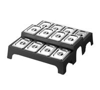 Estación para ingredientes de pizza, Juego de especieros acero inoxidable for pizza con recipientes extraíbles varios tamaños(12 Grids/15cm,Silver-B)