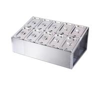 Estación para ingredientes de pizza, Organizador de condimentos y aderezos acero inoxidable, especiero con tapas, color plata(Silver-m)