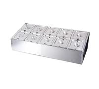 Estación para ingredientes de pizza, Organizador de condimentos y aderezos acero inoxidable, especiero con tapas, color plata(Silver-a)