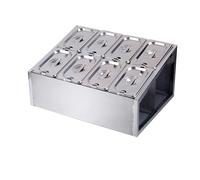 Estación para ingredientes de pizza, Organizador de condimentos y aderezos acero inoxidable, especiero con tapas, color plata(Silver-l)