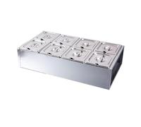 Estación para ingredientes de pizza, Organizador de condimentos y aderezos acero inoxidable, especiero con tapas, color plata(Silver-w)