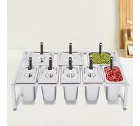 Estación para ingredientes de pizza, Organizador de ingredientes for pizza acero inoxidable plateado, paquete 5 bandejas y tapas(Casual)