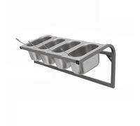 Estación para ingredientes de pizza, Soporte organizador de especias y aderezos acero inoxidable for montaje en pared, varios tamaños(B,50x25x23cm)