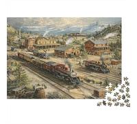 Estación Tren histórica Rompecabezas 1000 Piezas De Cartón Grueso Juego De Rompecabezas Anti Estrés Adultos para Cuadro para Decorar como Regalo Original 70x50cm/1000pcs