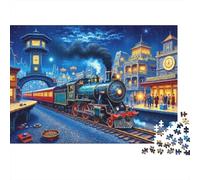 estación Tren Nocturno Puzzle 1000p Adultos Y Jóvenes Muy Difícil Juego De Lógica Producto Duradero Tiempo Libre Cartón Reciclado 52x38cm/1000pcs