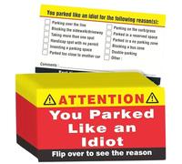 Estacionaste como un idiota, 100 tarjetas de estacionamiento de 3, 5 x 2, pegatinas divertidas de estacionamiento malo, infracción de múltiples razones para pegatinas navideñas para adultos
