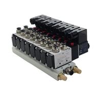 Estaciones de colector combinadas multivía 4V210-08, 12 V CC, 24 CA, 220, con accesorios, válvulas solenoides 5 puertos y 2 posiciones(3 Stations)