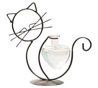 Estaciones de propagación, soporte para jarrón de propagación de gatos sentados, planta de metal, terrario, soporte de vidrio para plantas de escritorio con forma de corazón, florero para plantas hidr
