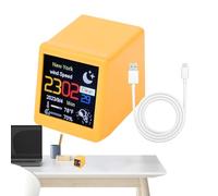 Estaciones meteorológicas - Componentes Electrónicos ABS, 1.89 Pulgadas, Reloj Clima, Inteligente | Decoración De Escritorio Tiempo, Mini Monitor Digital WiFi Con Carga De Tipo C Para El Hogar