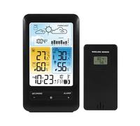 Estaciones meteorológicas, Estación Meteorológica Inalámbrica multifuncional, termómetro higrómetro for interiores y exteriores con Sensor, reloj despertador con pantalla a Color(FJ3395D and 1 sensor)