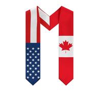 Estados Unidos Canadá Bandera canadiense 1 Estola de graduación Chal de graduación Banda para estudiante graduado en el extranjero Estudios internacionales 2026 Chales gruesos Decoración Regalo