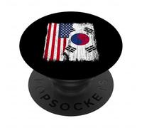 Estados Unidos Corea del Sur Media Bandera América Corea del Sur Heritage PopSockets PopGrip Adhesivo