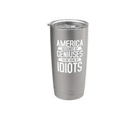 Estados Unidos diseñado por genios dirigidos por idiotas Quote Vaso térmico de acero inoxidable de doble pared