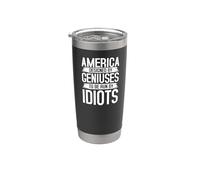 Estados Unidos diseñado por genios dirigidos por idiotas Quote Vaso térmico de acero inoxidable de doble pared
