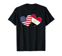 Estados Unidos Egipto Corazón Banderas American Egyptian Love Pride Camiseta