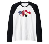 Estados Unidos Egipto Corazón Banderas American Egyptian Love Pride Camiseta Manga Raglan