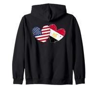 Estados Unidos Egipto Corazón Banderas American Egyptian Love Pride Sudadera con Capucha