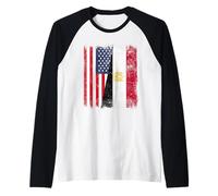 Estados Unidos Egipto Media Bandera American Egyptian Heritage Camiseta Manga Raglan