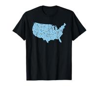 Estados Unidos Forget Me Not Flower Floral Map Camiseta