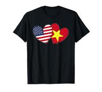 Estados Unidos Vietnam Corazón Banderas Americano Vietnamita Amor Orgullo Camiseta