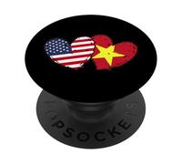 Estados Unidos Vietnam Corazón Banderas Americano Vietnamita Amor Orgullo PopSockets PopGrip Adhesivo