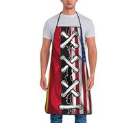Estados Unidos Y Alemania Bandera Alemana Ondulada Combinada Mujer Hombre Delantal con Correas Largas Delantal De Cocina Ajustable Delantales De Barbacoa para Pintura Café Jardinería