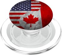 Estados Unidos y Canadá Yin Yang - Bandera Canadiense Americana PopSockets PopGrip para MagSafe