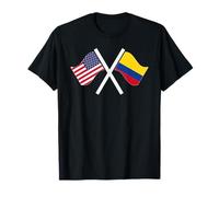 Estados Unidos y Colombia Banderas Cruzadas Raíces Duales Camiseta