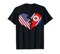 Estados Unidos y Corea del Norte Corazón Roto Amor Internacional Camiseta