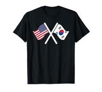Estados Unidos y Corea del Sur Banderas Cruzadas Raíces Dobles Camiseta