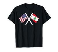 Estados Unidos y Líbano Banderas Cruzadas Raíces Dobles Camiseta