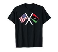 Estados Unidos y Libia Banderas Cruzadas Raíces Dobles Camiseta