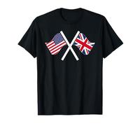 Estados Unidos y Reino Unido Banderas Cruzadas Raíces Dobles Camiseta