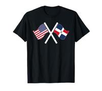 Estados Unidos y República Dominicana Cruzados Banderas Raíces Dobles Camiseta