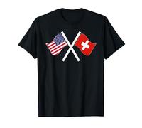 Estados Unidos y Suiza Banderas Cruzadas Raíces Dobles Camiseta